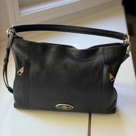 Coach Black Pebbled Leather Two Way Crossbody Bag EUC - Picture 2 of 11